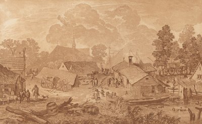 Kylä lampineen, c. 1782. tekijältä Cornelis Brouwer