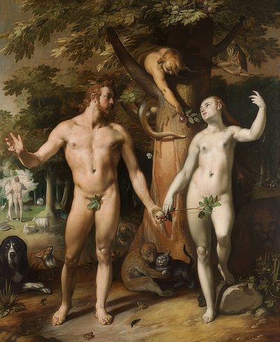 Ihmisen lankeemus. 1592 tekijältä Cornelis Cornelisz. van Haarlem