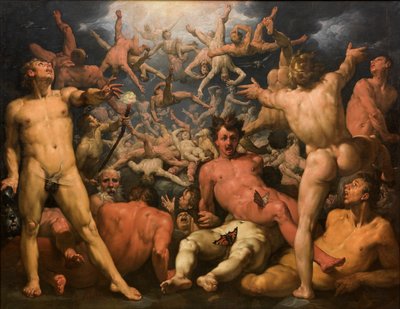 Titaanien kaatuminen (The Titanomachia), 1588-90 tekijältä Cornelis Cornelisz van Haarlem