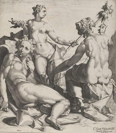 Kolme kohtaloa, n. 1589 tekijältä Cornelis Cornelisz van Haarlem