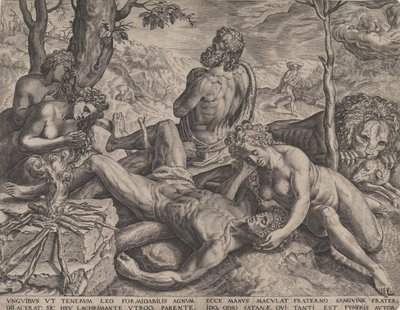 Aadam ja Eeva valittavat Abelin kuolemaa, 1564. tekijältä Cornelis Cort