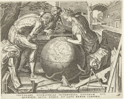 Geometria (geometria) The Seven Liberal Arts (Artes Liberales) (sarjan nimi) tekijältä Cornelis Cort