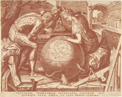 Geometria (geometria) The Seven Liberal Arts (sarjan nimi) tekijältä Cornelis Cort