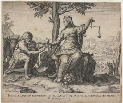 Justice Rewards Toil, 1566 tekijältä Cornelis Cort