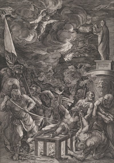 Pyhän Laurentiuksen marttyyrikuolema, 1571. tekijältä Cornelis Cort