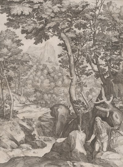 Pyhä Onufrius erämaassa, 1574. tekijältä Cornelis Cort