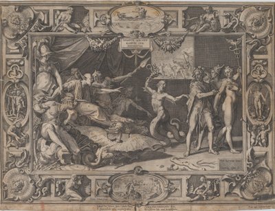 The Calumny of Apelles, 1602. tekijältä Cornelis Cort