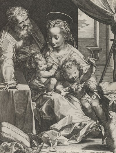 Pyhä perhe, 1577. tekijältä Cornelis Cort