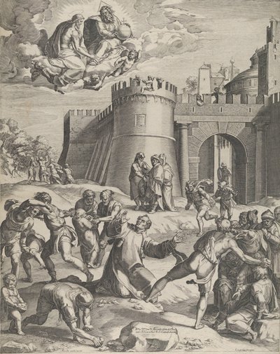 Pyhän Stefanoksen marttyyrikuolema, 1576. tekijältä Cornelis Cort