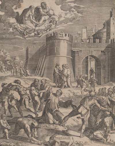 Pyhän Stefanoksen marttyyrikuolema, 1576. tekijältä Cornelis Cort