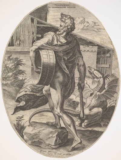 Triptolemus elokuvasta The Rural Gods, 1565. tekijältä Cornelis Cort