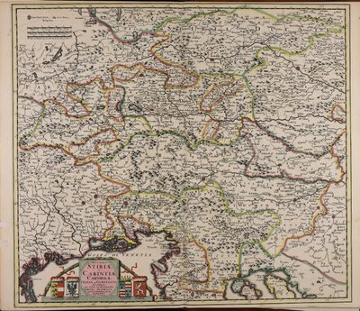 Ducatus Stiriae et Carintiae Carniolae Cilleiae que comitatus nova tabula que et pars est meridionalior circuli Austriaci tekijältä Cornelis Danckerts