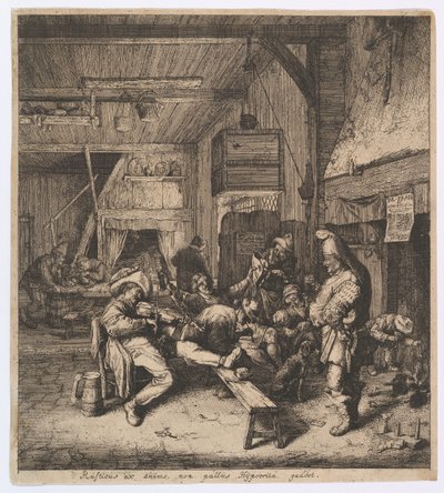 Majatalossa istuva viulunsoitin, 1685. tekijältä Cornelis Dusart