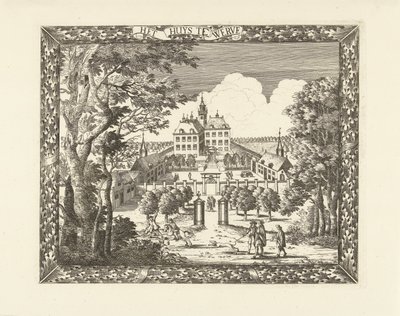 Näkymä Huis te Werveen Voorburgissa Het Huys te Werve (otsikko esineessä) tekijältä Cornelis Elandts