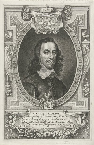 Portretti van Johann Fromhold Maailman rauhoittamiseen tähtäävän kristillisen nimen tunnetuimmat lähettilät, luostari ja Osnabruga (...) (sarjan nimi) tekijältä Cornelis Galle (II)