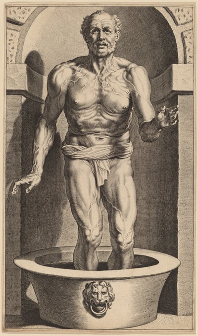 Seneca seisoo kylvyssä tekijältä Cornelis Galle I after Sir Peter Paul Rubens