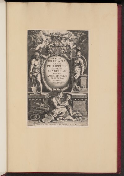 Nimisivu Herman Hugon "Bredanan piiritys" tekijältä Cornelis Galle I after Sir Peter Paul Rubens