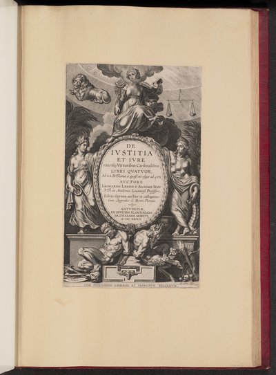 Nimisivu Leonard Lessius, De Ivstitia et Ivre tekijältä Cornelis Galle I after Sir Peter Paul Rubens