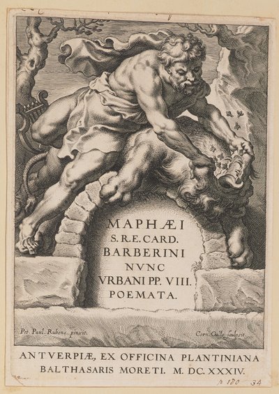 Nimisivu teokselle Maffeo Barbarian, Runot tekijältä Cornelis Galle I after Sir Peter Paul Rubens