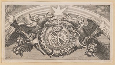 Vinjetti Balthasar Cordierin, kreikkalaisten isien ketjun Saint Johnissa, otsikkosivulle tekijältä Cornelis Galle I after Sir Peter Paul Rubens