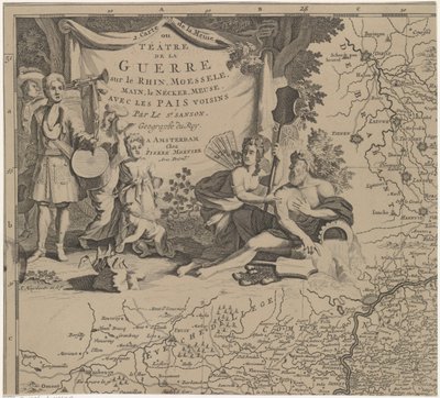 Brysselin itä- ja eteläpuoleisen alueen kartta sekä Namurin maakunta (lehti ylhäällä vasemmalla) Carte de la Meuse ou Téâtre de la Guerre sur le Rhein, Moessele, Mayn, le Necker, Meuse avec les pais voisins (otsikko esineessä) tekijältä Cornelis Huyberts