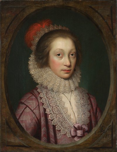 Naisen muotokuva, mahdollisesti Elizabeth Boothby, 1619. tekijältä Cornelis Jonson