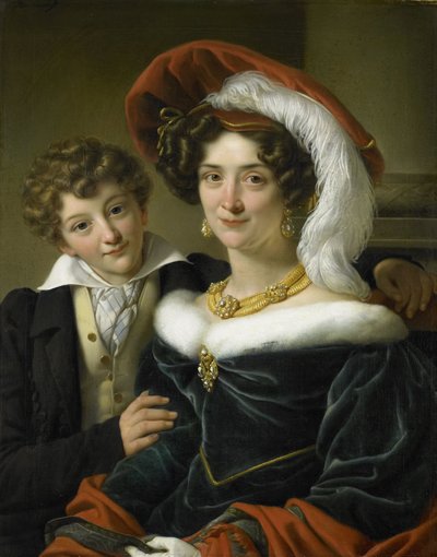 Rudolphina Wilhelmina Elizabeth de Sturler (1798-1873), kreivi Johannes van den Boschin toinen vaimo ja heidän poikansa Richard Leeuwenhart tekijältä Cornelis Kruseman (attributed to workshop of)