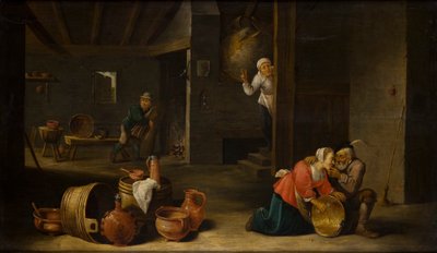 Epämiellyttävä yllätys (epäsovitettu pari) (öljy paneelissa) tekijältä Cornelis Mahu