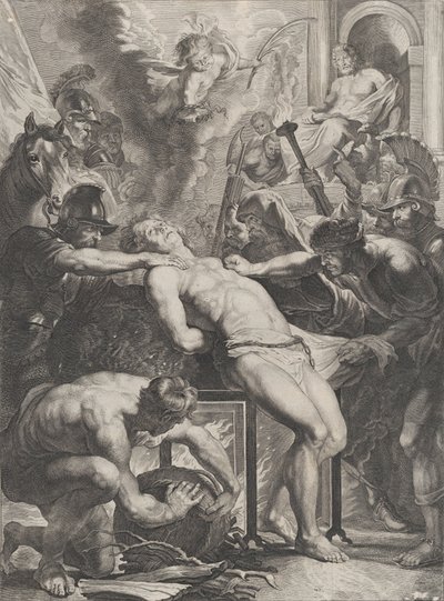 Pyhän Laurentiuksen marttyyrikuolema, n. 1640-70. tekijältä Cornelis Meyssens.