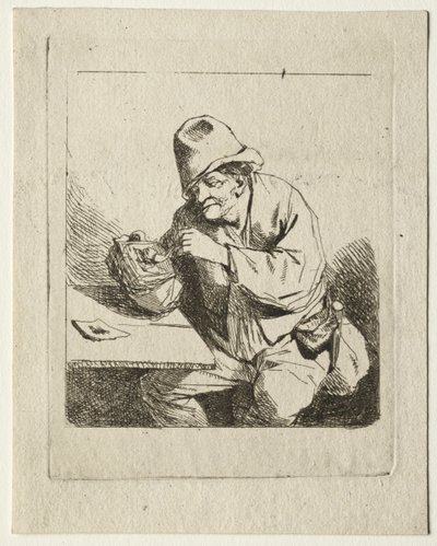 Talonpoika sytyttää piippunsa tekijältä Cornelis Pietersz Bega