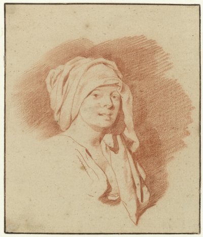 Tutkimus naisesta, rinnan pituus, päähine, kasvot oikealle tekijältä Cornelis Pietersz. Bega
