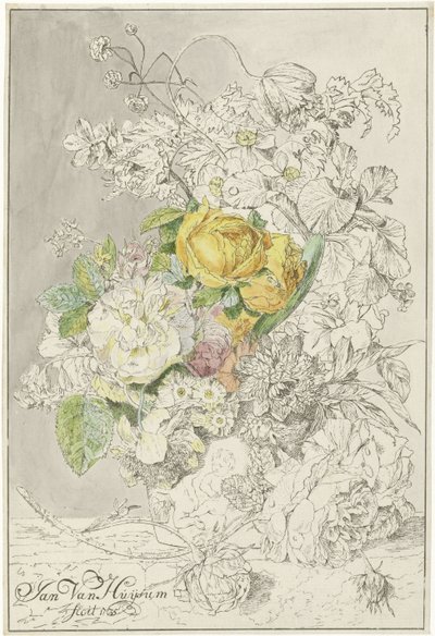 kukka-asetelma tekijältä Cornelis Ploos van Amstel (signed by artist)