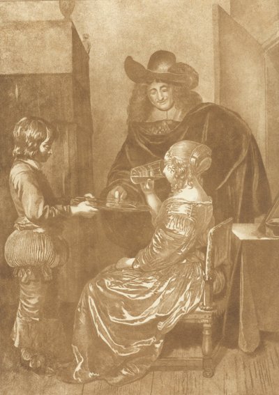 Herra ja nainen sivun kanssa tekijältä Cornelis Ploos van Amstel (signed by artist)