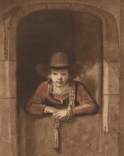 Poika nojaa alemman oven yli, 1763, julkaistu 1765. tekijältä Cornelis Ploos van Amstel