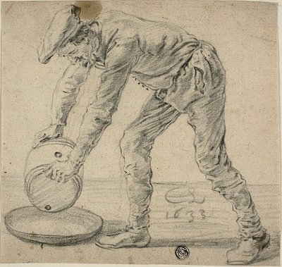 Mies tynnyrin kanssa tekijältä Cornelis Saftleven