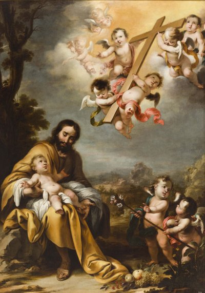 Pyhä Joosef ja Kristus-lapsi ennen Pyhää Ristiä, n. 1670. tekijältä Cornelis Schut the Younger