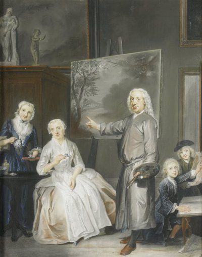 Maisemamaalari Dirk Dalens III (1688-1753) toisen vaimonsa Maria Schaackin (k. 1766) ja lasten Annan (s. 1725), Willemin (1737-60) ja Jacobuksen (1741-63) kanssa tekijältä Cornelis Troost