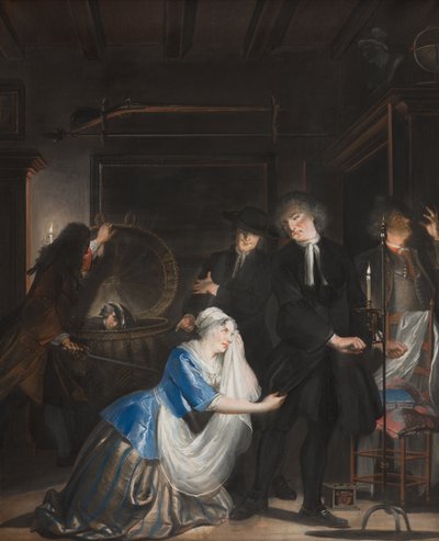 Väärä hyve löydetty: Volkertin löytö pyykkikorissa, 1739 tekijältä Cornelis Troost
