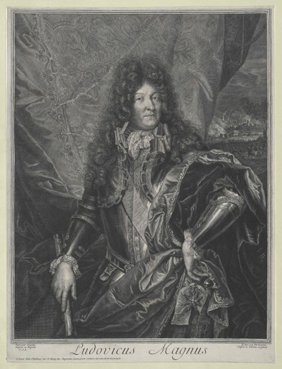 Ranskan kuningas Ludvig XIV (kaiverrus) tekijältä Cornelis Vermeulen