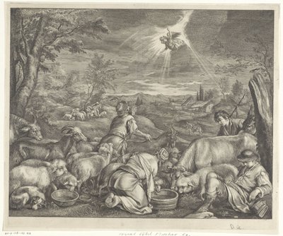 Abraham lähtee Sikemiin / Ilmoitus paimenille tekijältä Cornelis Visscher (II)