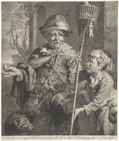 Pied Piper palvelijansa kanssa tekijältä Cornelis Visscher (II)