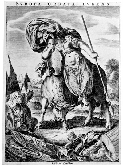 Allegoraalinen näkemys Euroopasta, 1600-luvun alku 1926. tekijältä Cornelis Visscher