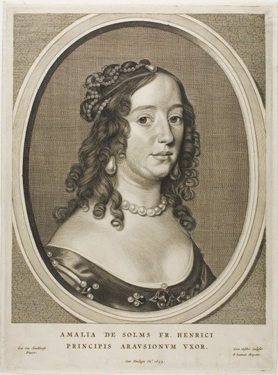 Amalia van Solms, Frederick Henryn vaimo, teoksesta Yhdeksän muotokuvaa. tekijältä Cornelis Visscher