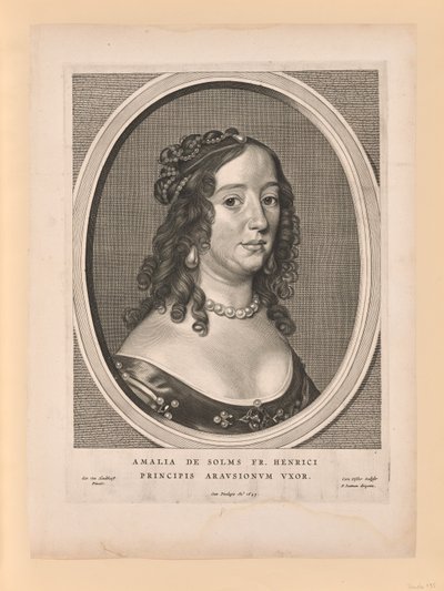 Amalia van Solms, Frederick Henryn vaimo, teoksesta Yhdeksän muotokuvaa. tekijältä Cornelis Visscher