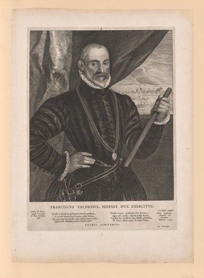 Francisco Valdes, espanjalainen komentaja, alkaen Quatuor Personae tekijältä Cornelis Visscher