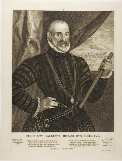 Francisco Valdes, espanjalainen komentaja, levy 1 teoksesta Quatuor Personae. tekijältä Cornelis Visscher