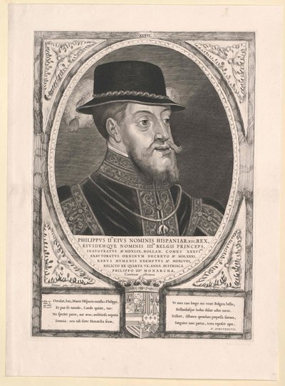 Espanjan kuningas Filip II (painettu) tekijältä Cornelis Visscher