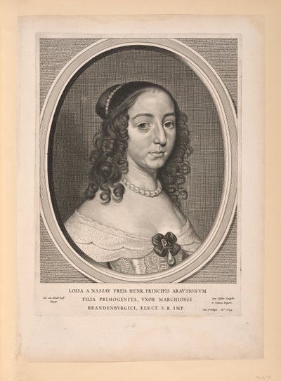 Louise Henrietta, Oranian Nassaun prinsessa, yhdeksästä muotokuvasta. tekijältä Cornelis Visscher