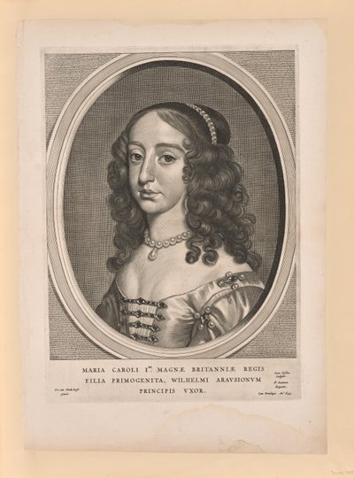 Maria Stuart, Vilhelm II:n vaimo, teoksesta Yhdeksän muotokuvaa. tekijältä Cornelis Visscher