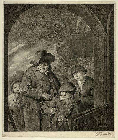 Hurdy-Gurdy-soittaja tekijältä Cornelis Visscher